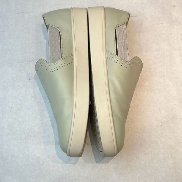 Spenco Parker Slip-On Shoes Leather Orthotic Sz 10D Oyster Lt Gray Stretch Panel - Picture 5 of 8